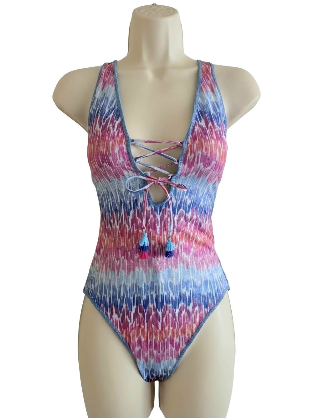 BECCA by Rebecca Virtue Joshua Tree Plunge Lace-Up One Piece Swimsuit